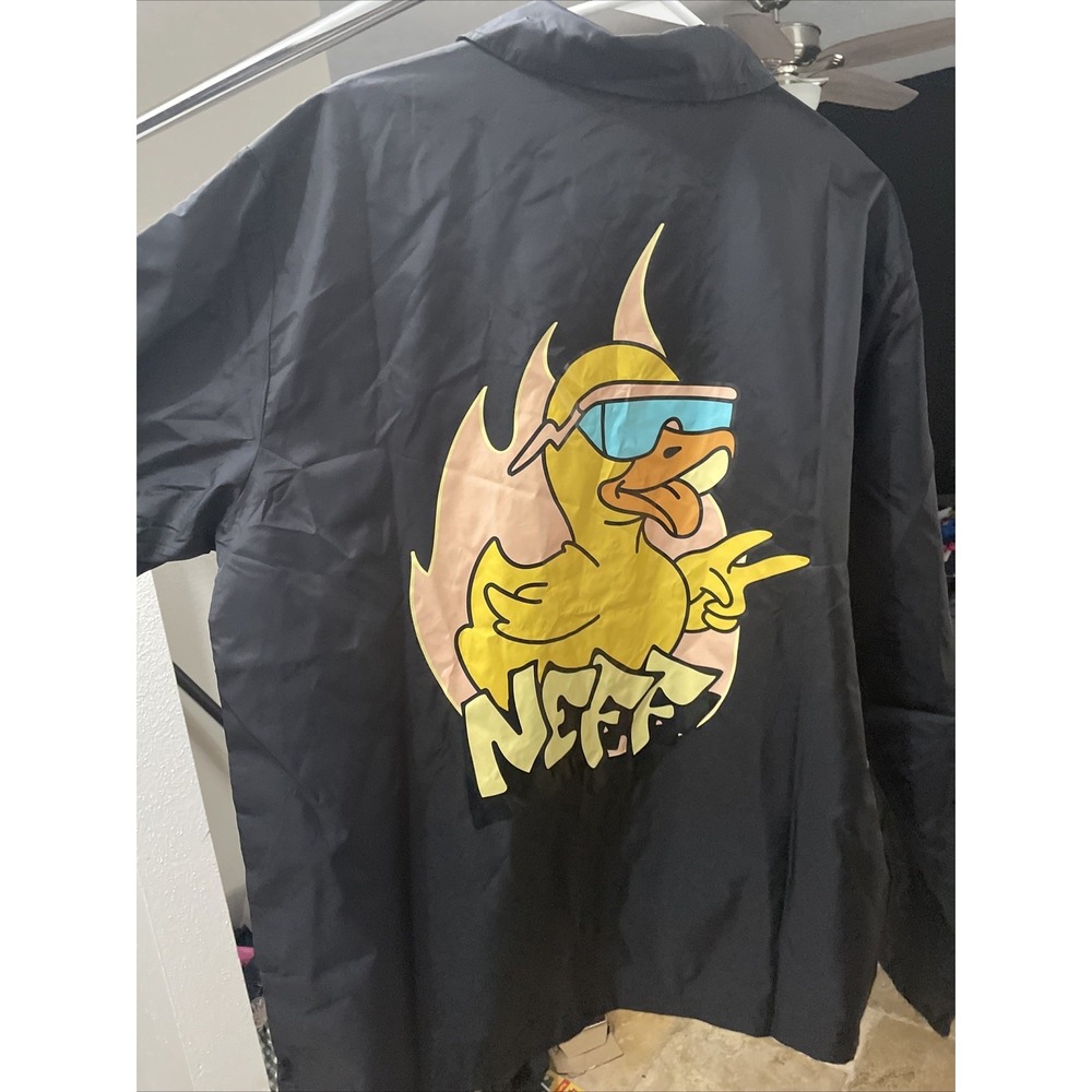Neff Fresh Ducky Coaches Windbreaker Men's Size Large Black New with Tags